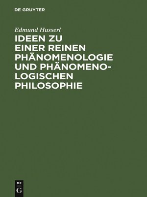 cover image of Ideen zu einer reinen Phänomenologie und phänomenologischen Philosophie